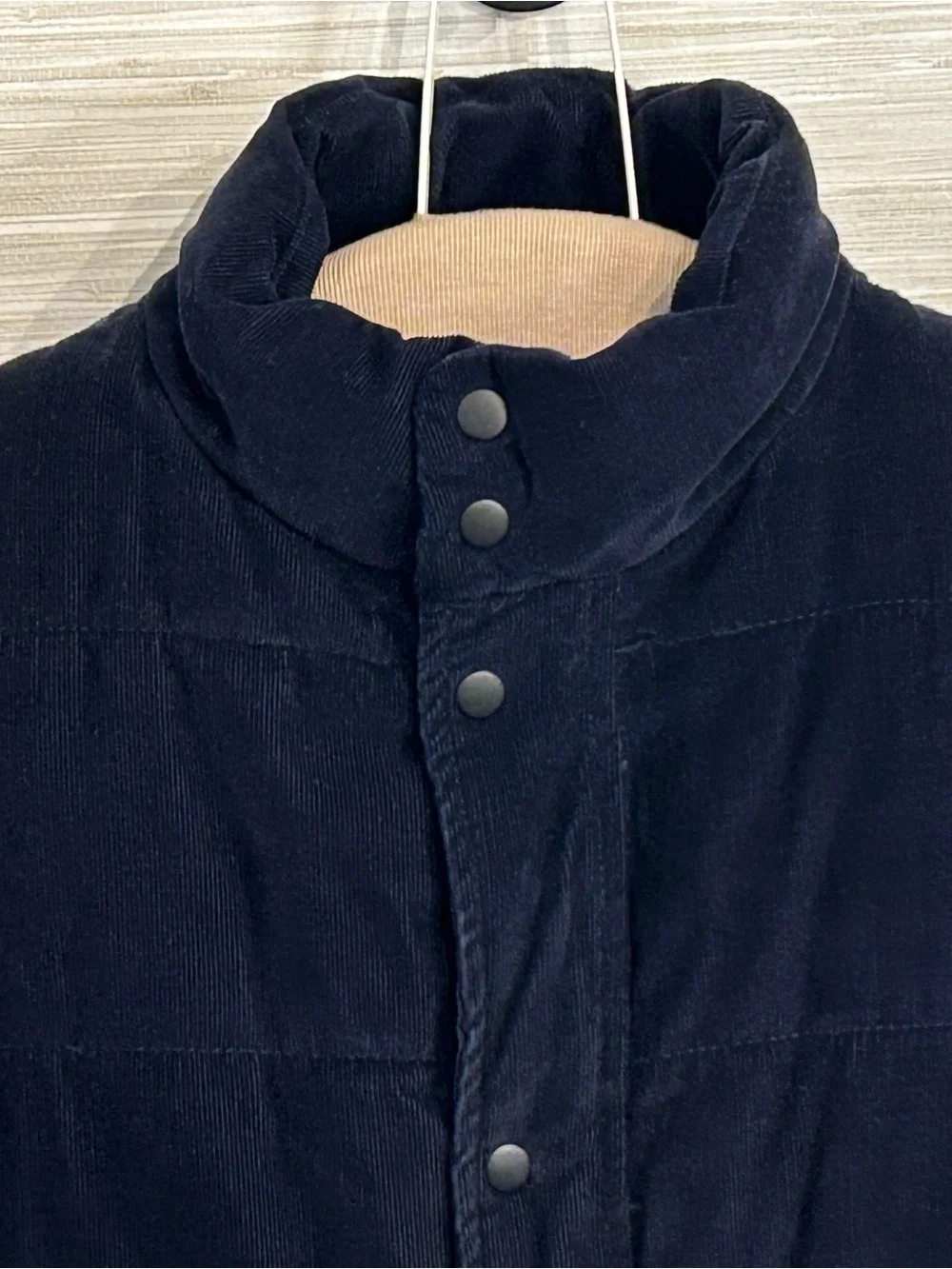 Banana Republic Factory Men's Large Navy Blue Corduroy Puffer Vest Quilted Zip